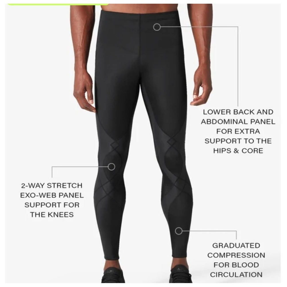 CW-X Mens Stabilyx Joint Support Compression Tights Black Size S 225809 Running